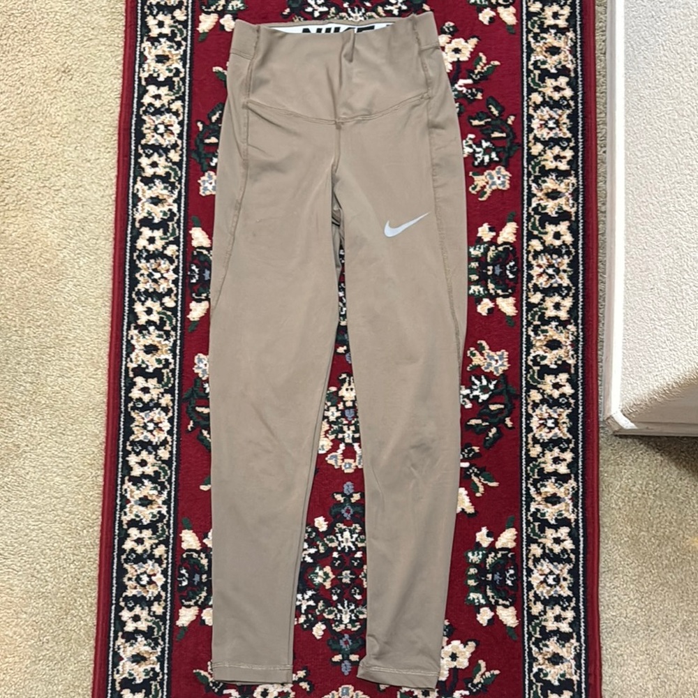 Nike Beige Leggings with White Logo